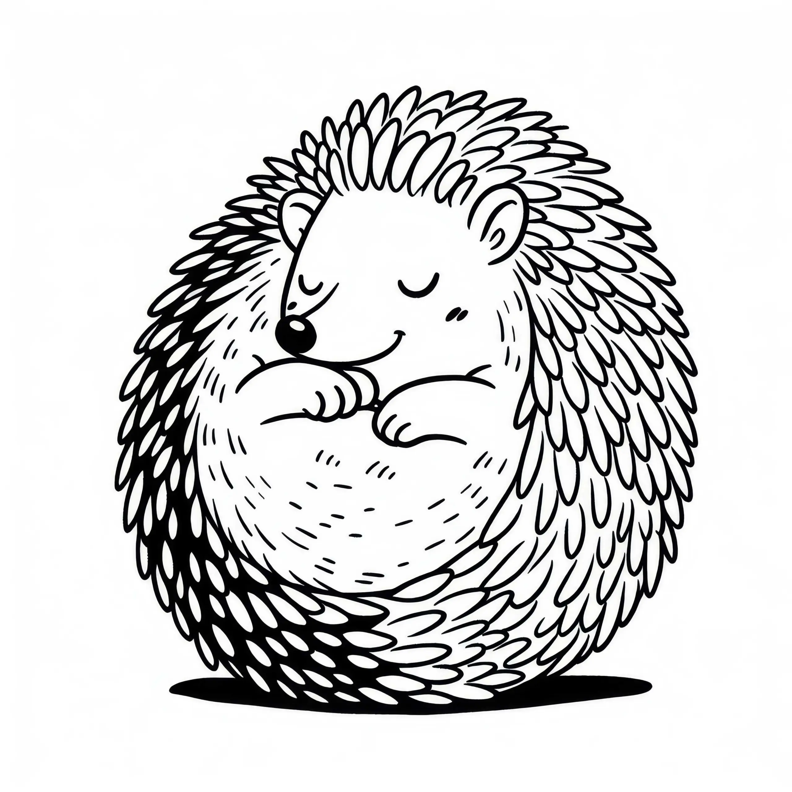 Igel rollt sich zu Kugel zusammen – Ausmalbild kostenlos