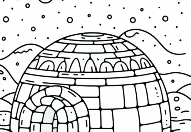 Iglu Malvorlage Gratis für Kinder