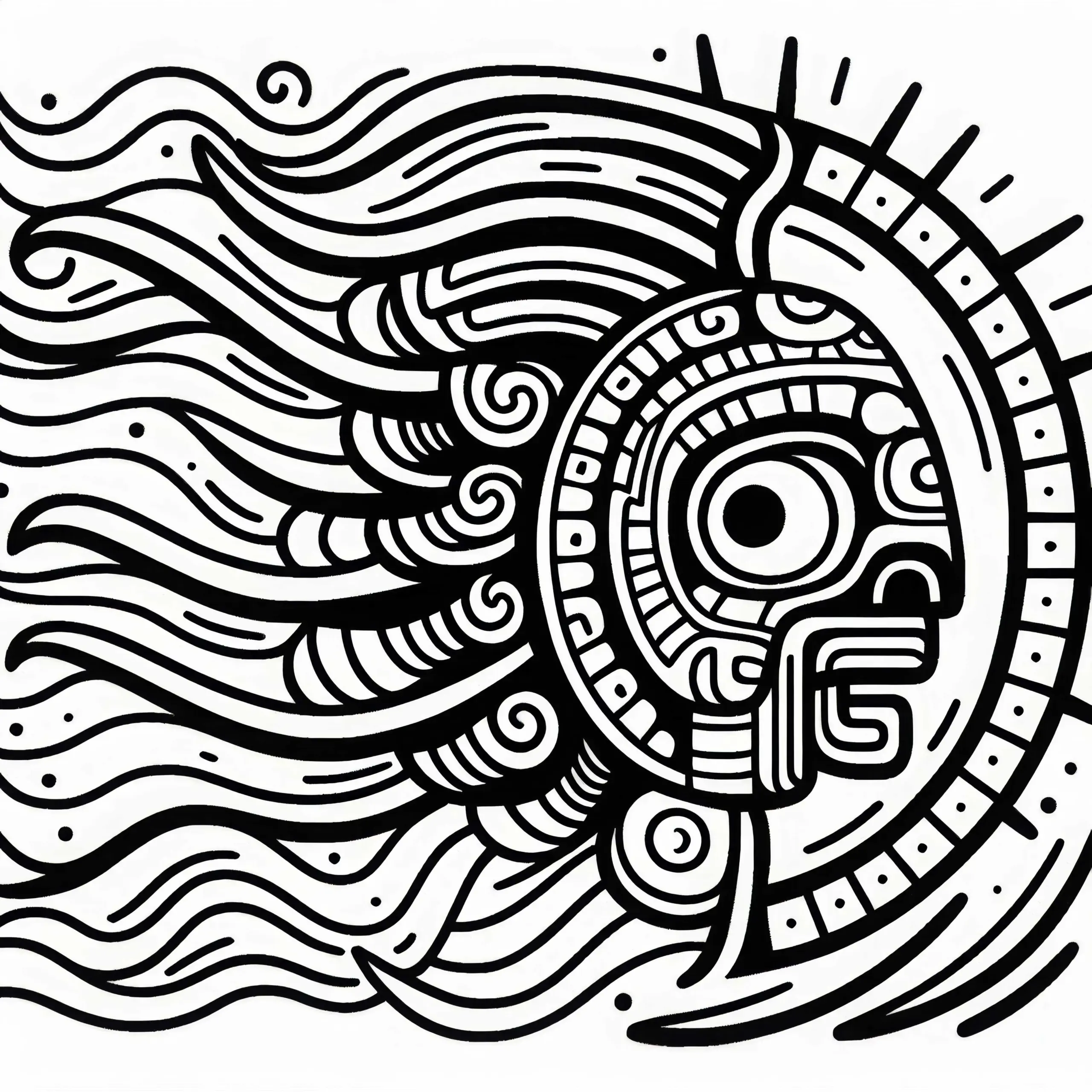Ikonisches Ausmalbild des Sternzeichens der Maya – Kostenloses Angebot