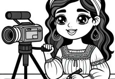 Influencerin dreht Video – Ausmalbild kostenlos