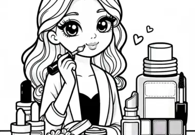 Influencerin testet Beauty Produkt – Malvorlage kostenlos