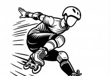 Inline-Skater macht Sprung – Ausmalbild kostenlos