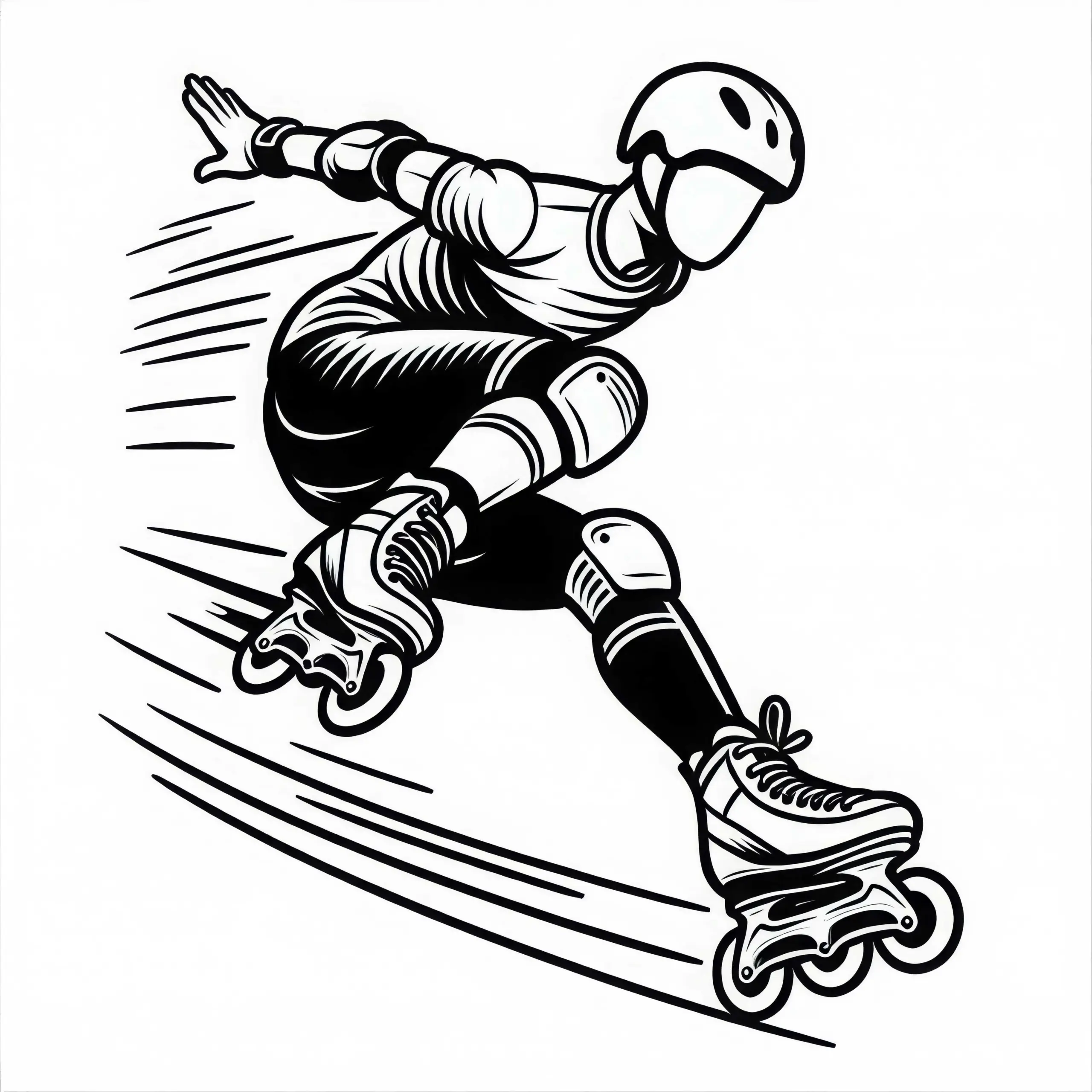 Inline-Skater macht Sprung – Ausmalbild kostenlos