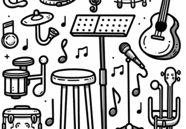 Instrumentenständer Malvorlage für Musikinstrumente: Kostenloser Download
