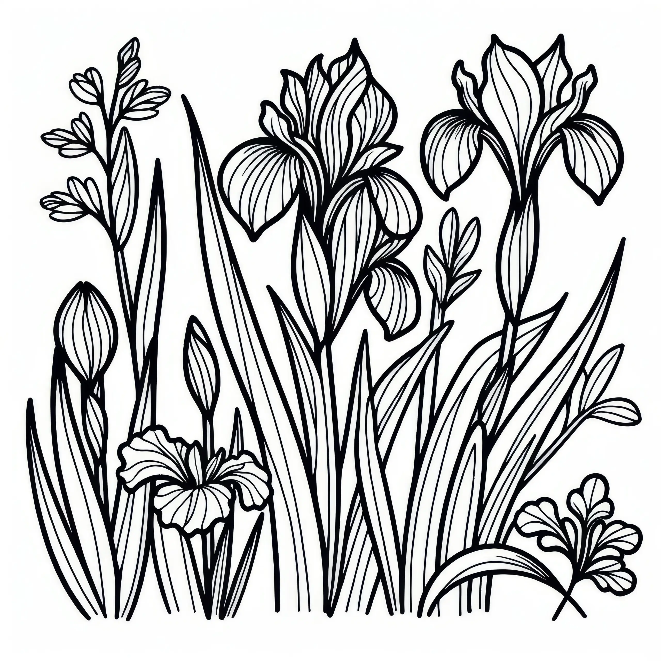 Iris-Schwertlilie: Frühlingsblume als Ausmalbild