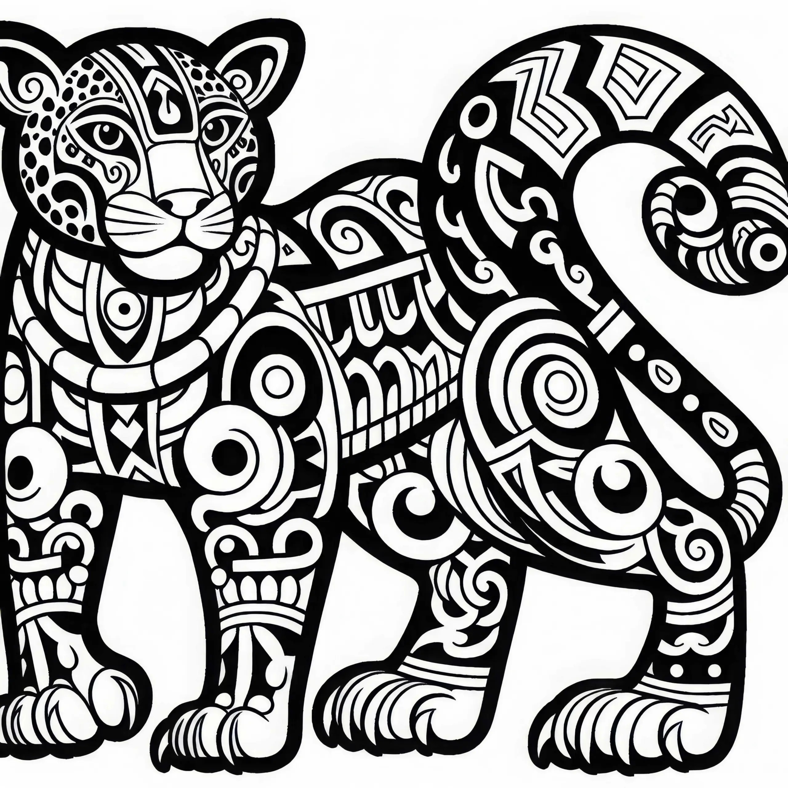 Ausmalbild Jaguar – Sternzeichen der Maya – Kostenlos herunterladen