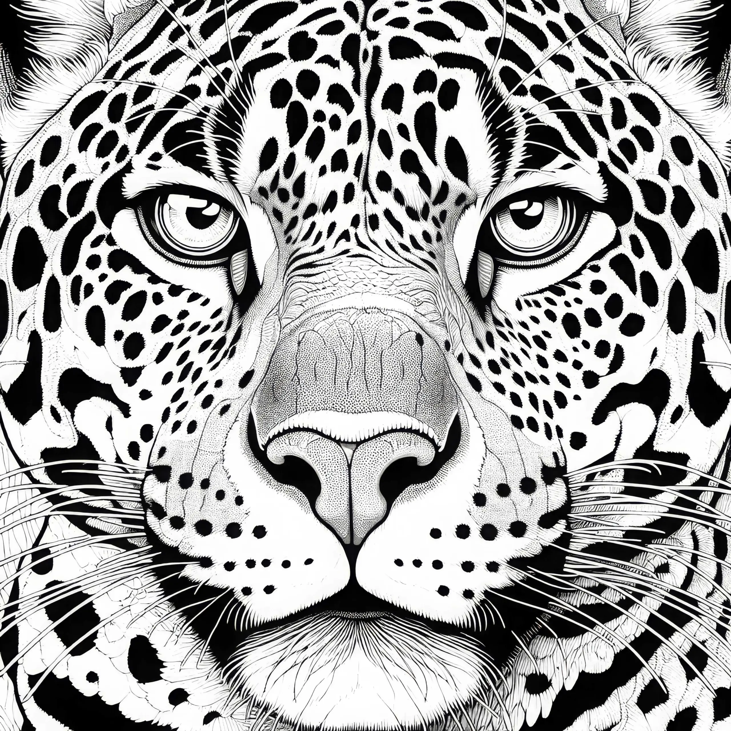 Jaguar-Portrait: Detailreiches Ausmalbild (Gratis)
