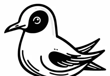 Japanische Möwe – Black-Tailed Gull – Vogel aus Asien als Malvorlage kostenlos
