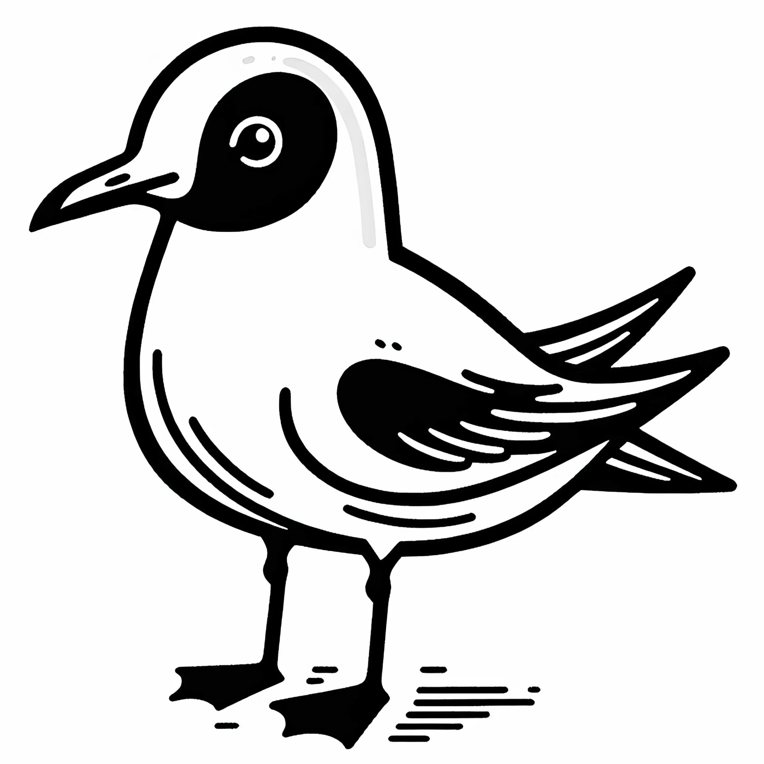 Japanische Möwe – Black-Tailed Gull – Vogel aus Asien als Malvorlage kostenlos (Ausmalbild)