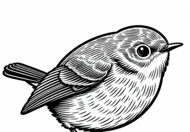 Japanischer Buschlaubenvogel – Ausmalbild für Kinder und Erwachsene
