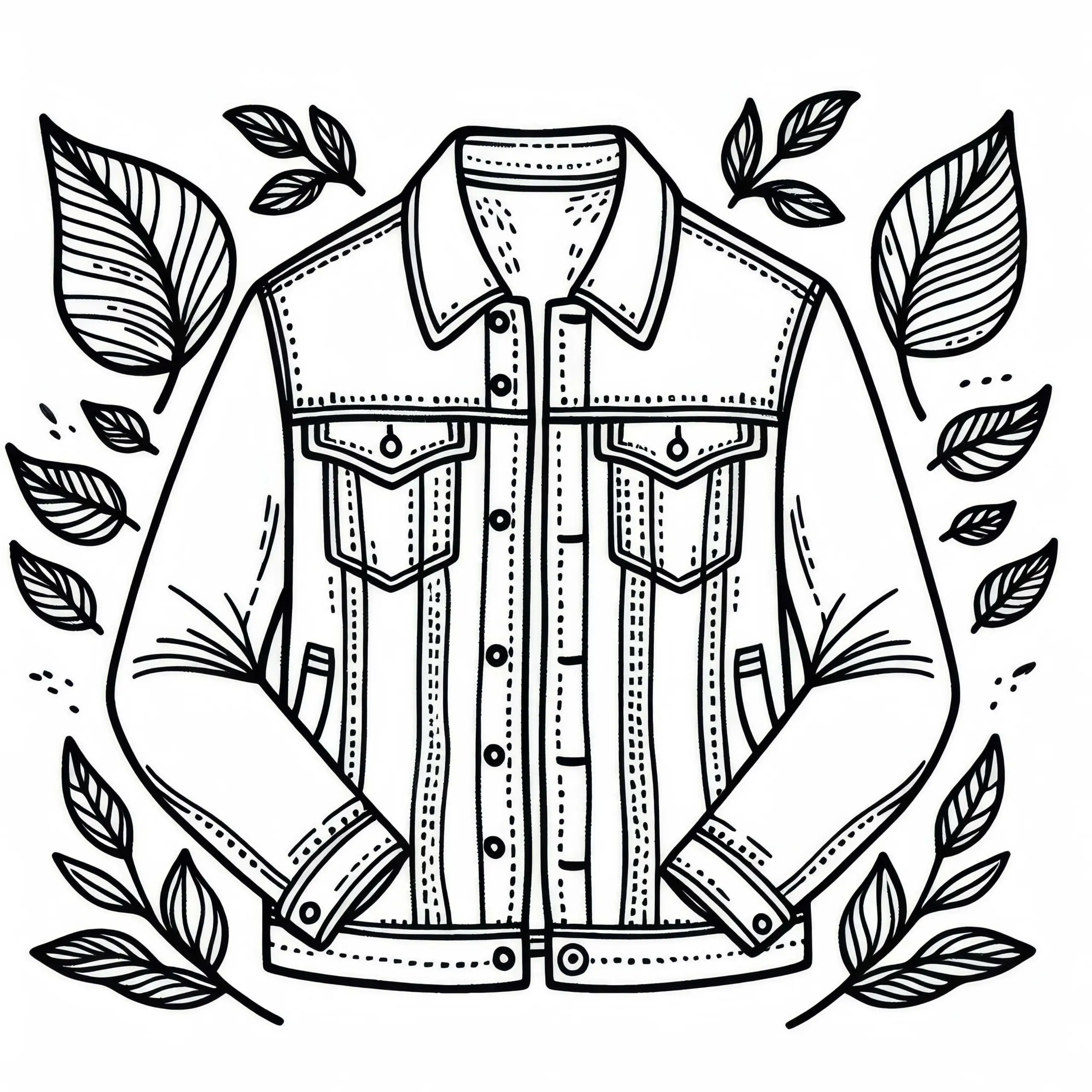 Jeansjacke Ausmalvorlage – Kostenlose Malvorlage für Kinder (Ausmalbild)
