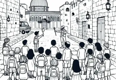 Ausmalbild der Altstadt von Jerusalem kostenlos herunterladen