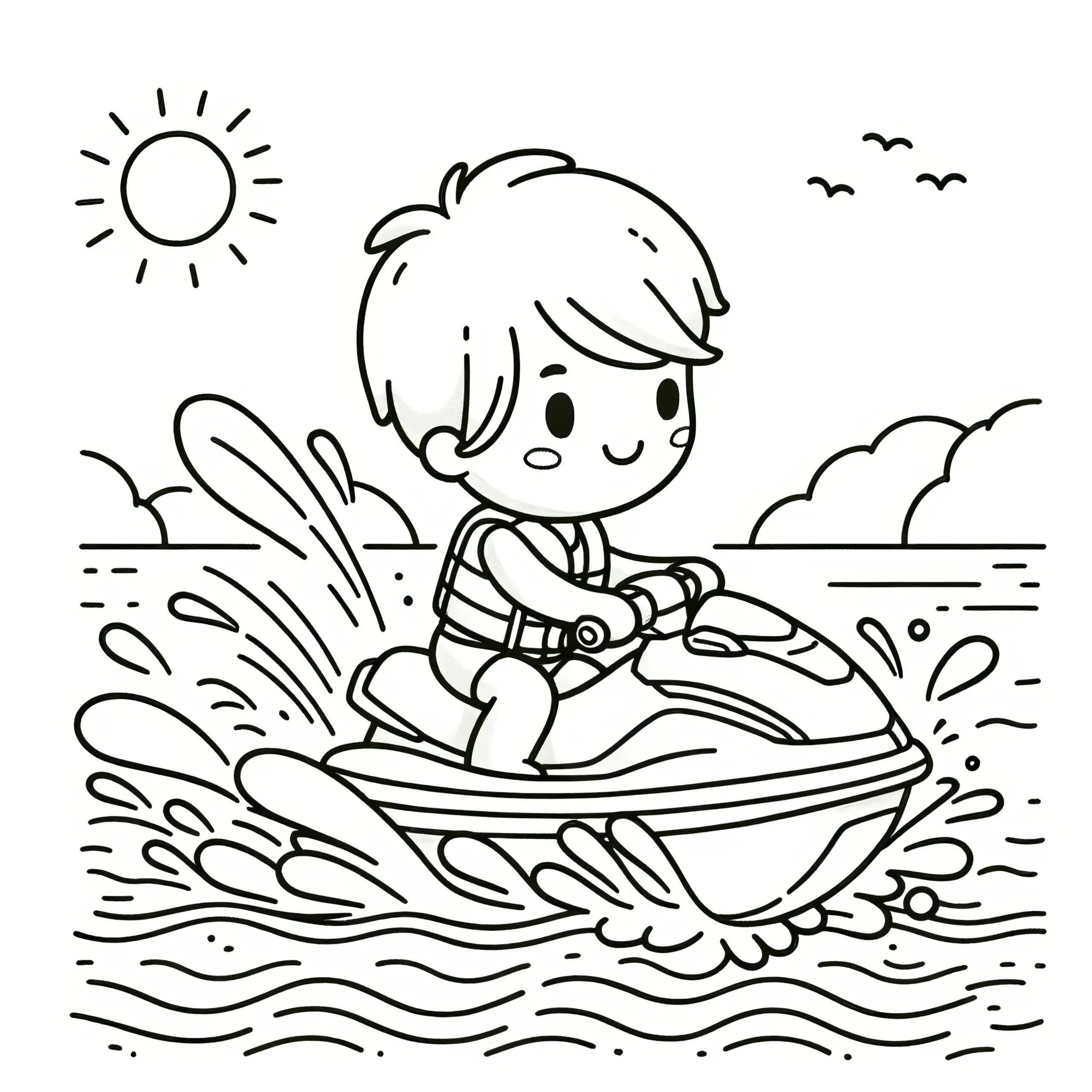 Jetski fahren: Ausmalbild kostenlos