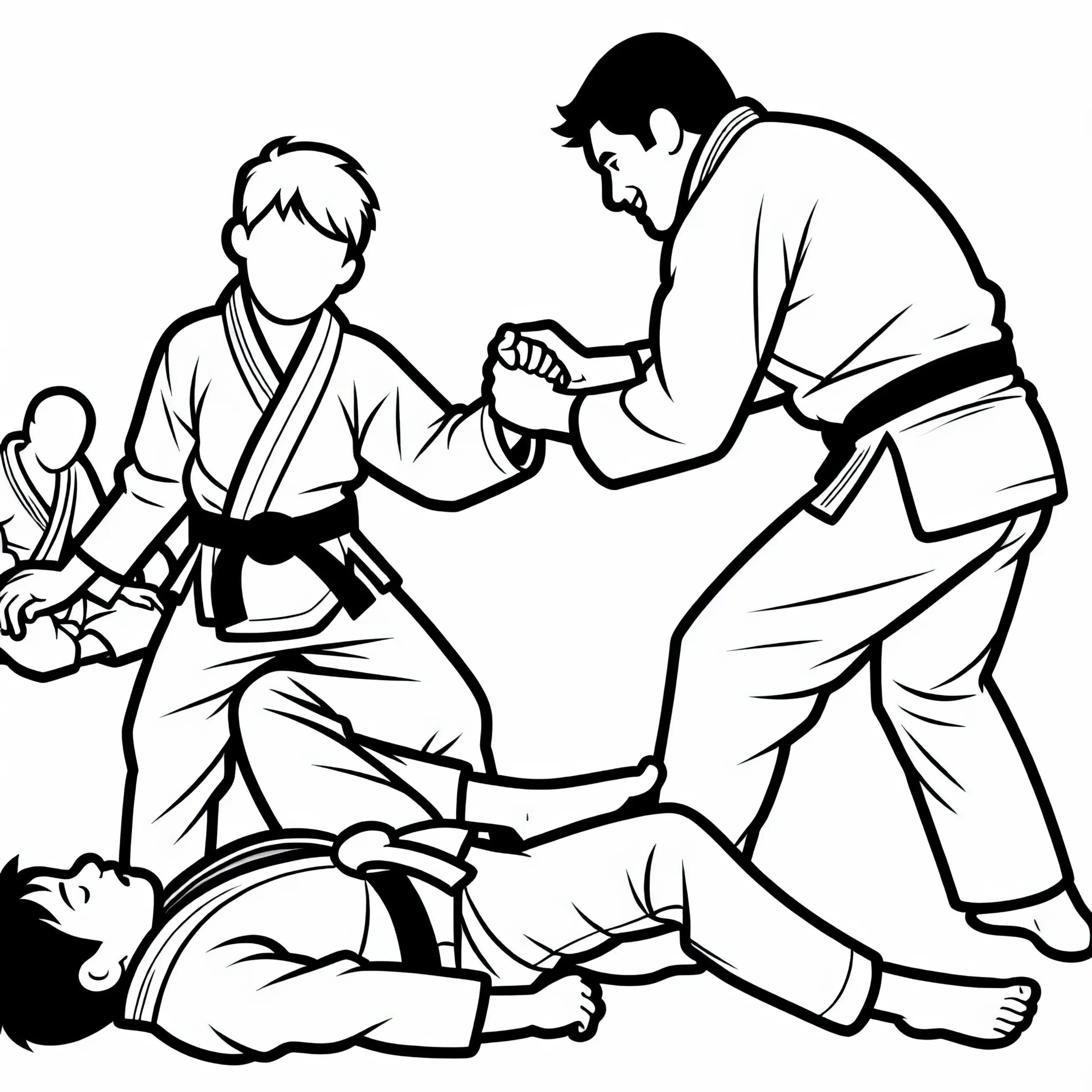 Jiu-Jitsu Malvorlage kostenlos (Ausmalbild)