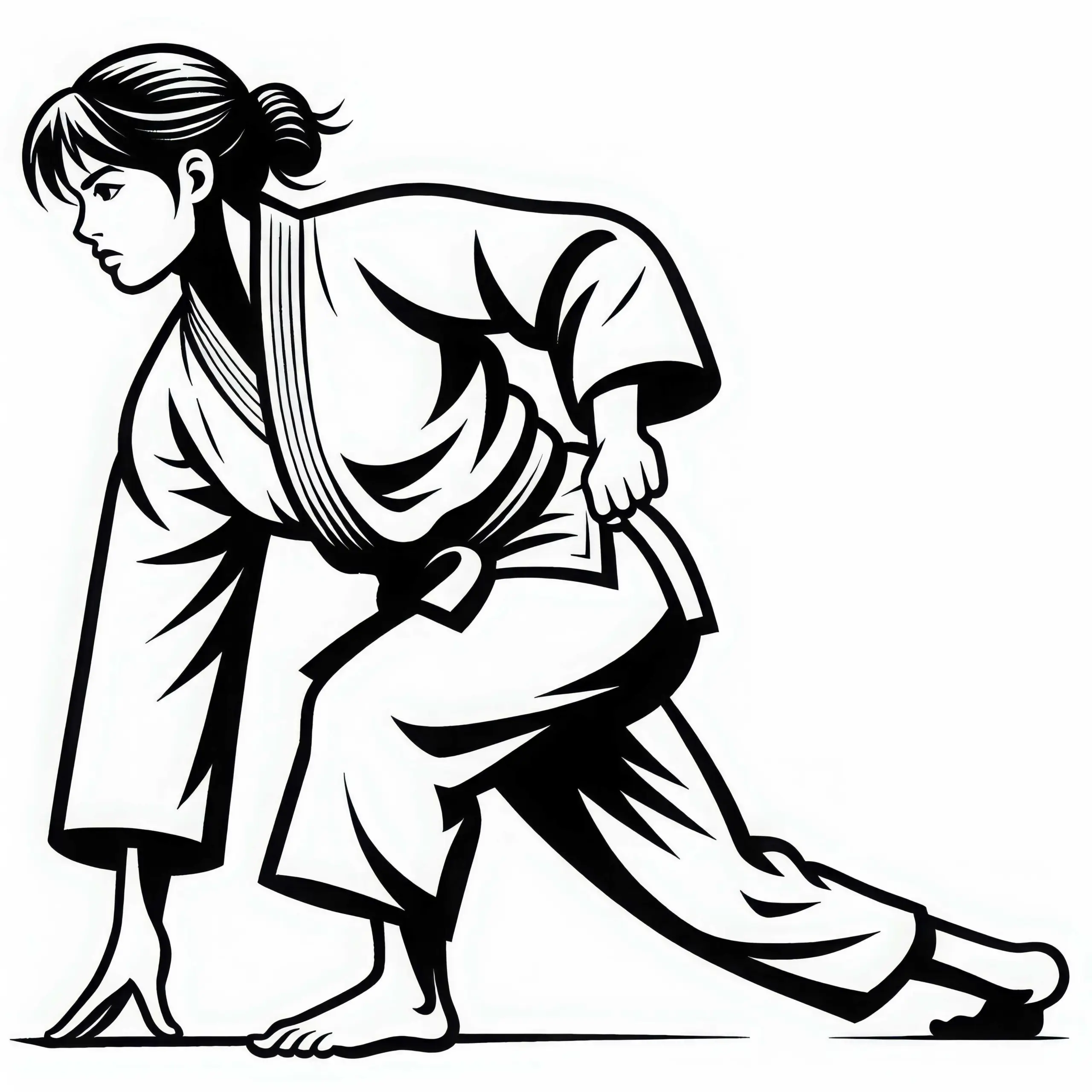 Judo Kämpferin Malvorlage Gratis herunterladen (Ausmalbild)