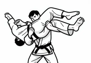 Judoka hebt Gegner in die Luft – Ausmalbild kostenlos