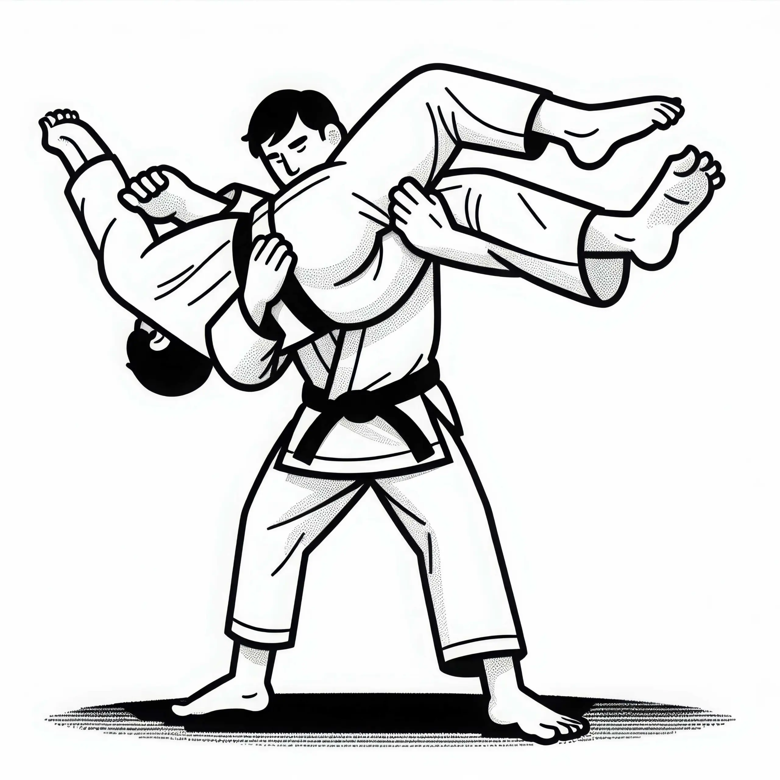 Judoka hebt Gegner in die Luft – Ausmalbild kostenlos