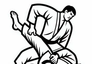 Judoka kämpfen Malvorlage gratis