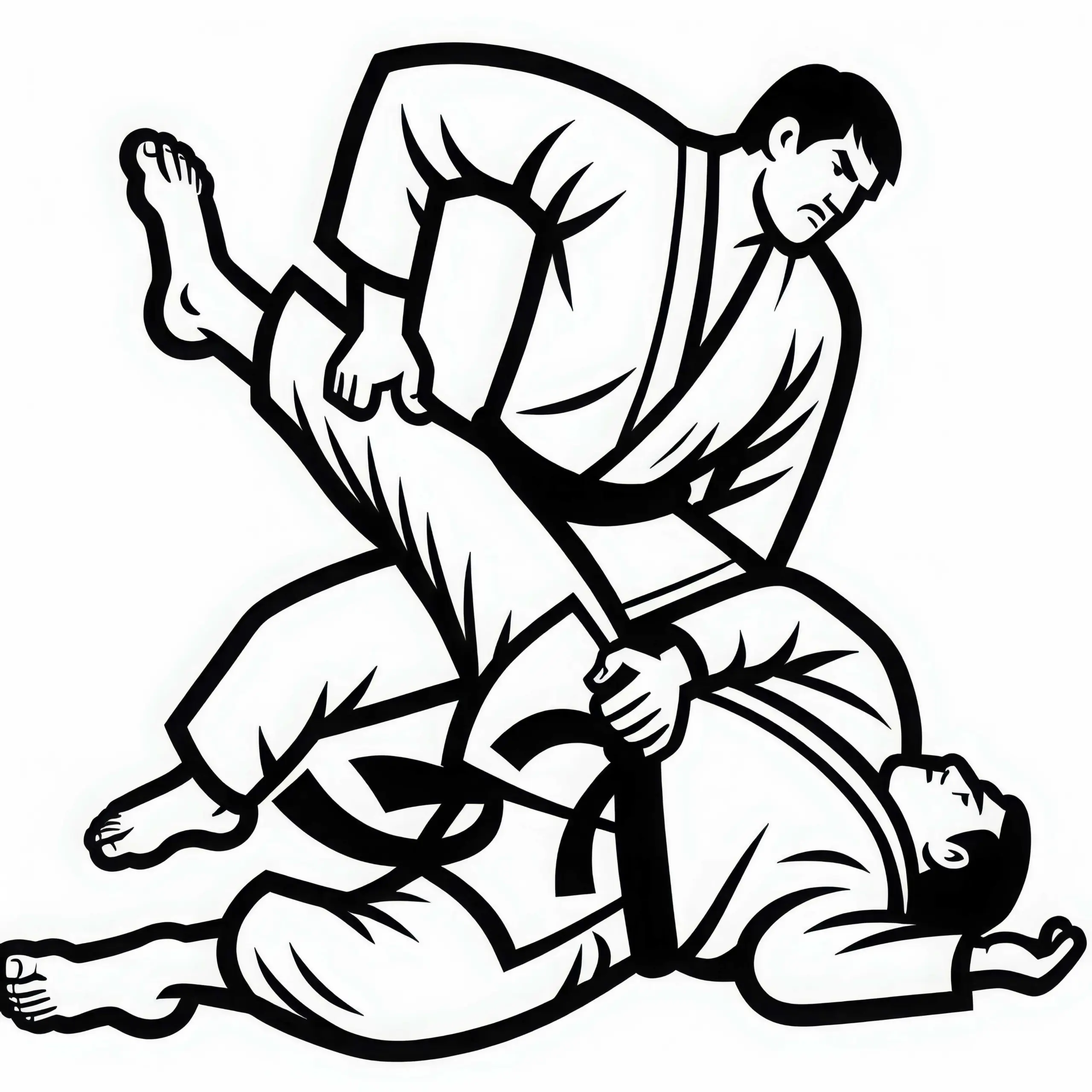 Judoka kämpfen Malvorlage gratis (Ausmalbild)
