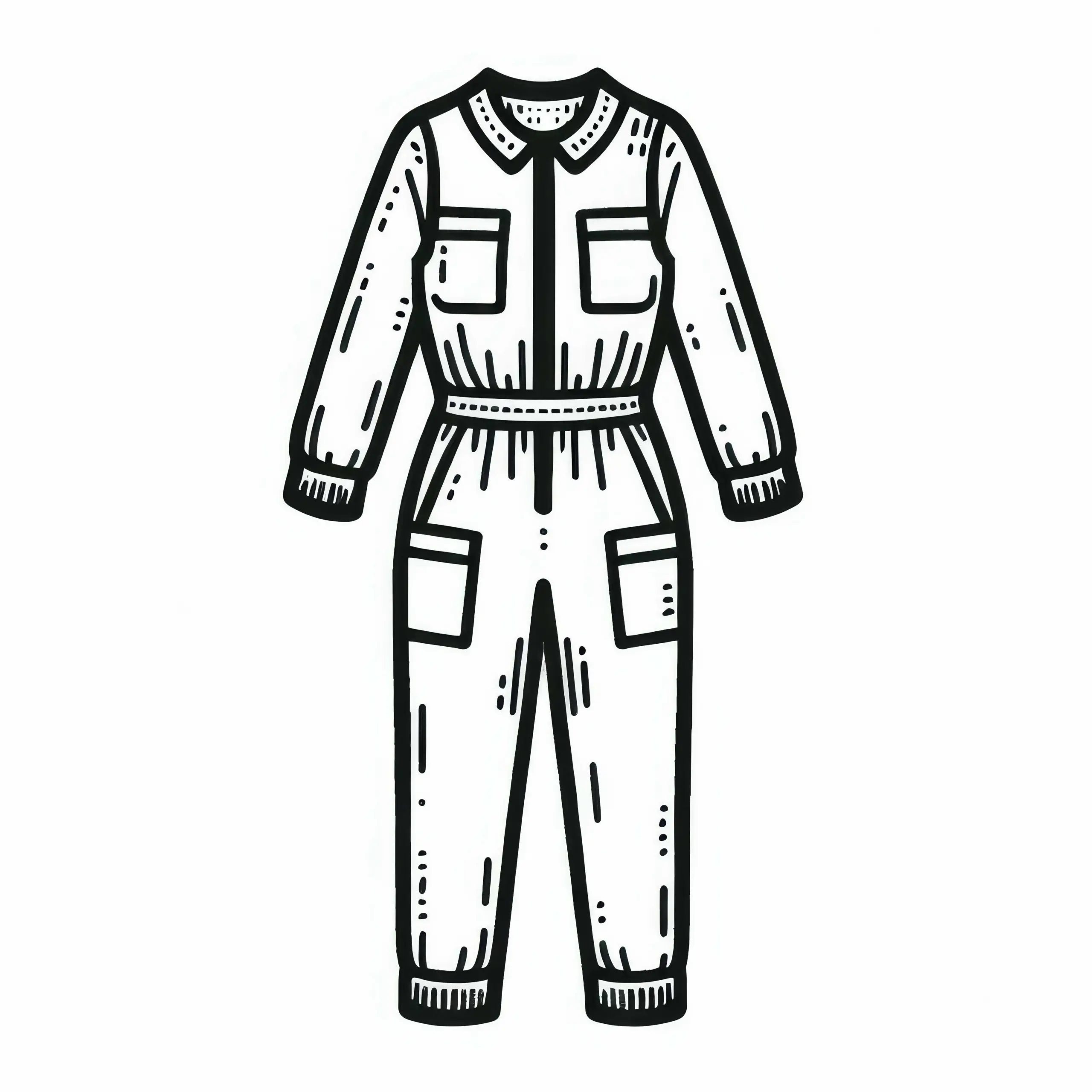 Ausmalbild eines Jumpsuits: Kostenloses Ausmalvergnügen für Jung und Alt