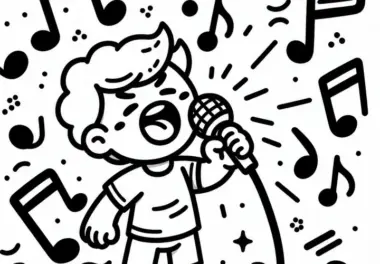 Junge beim Singen – Malvorlage Gratis
