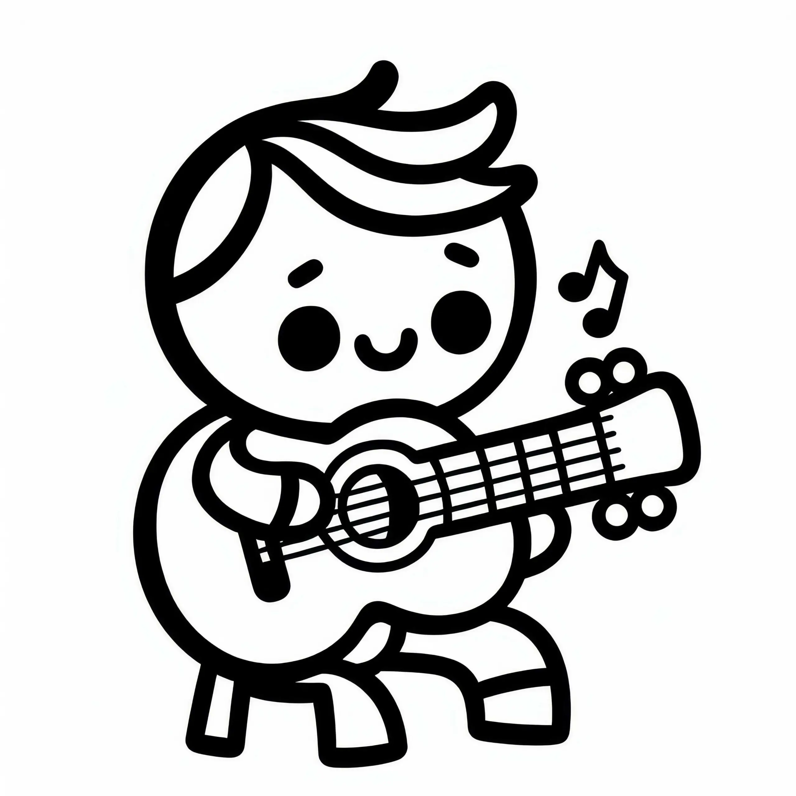 Junge spielt Gitarre – Einfaches Ausmalbild Gratis