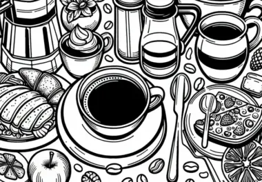 Kaffee als Getränk zum Essen – Ausmalbild Kostenlos