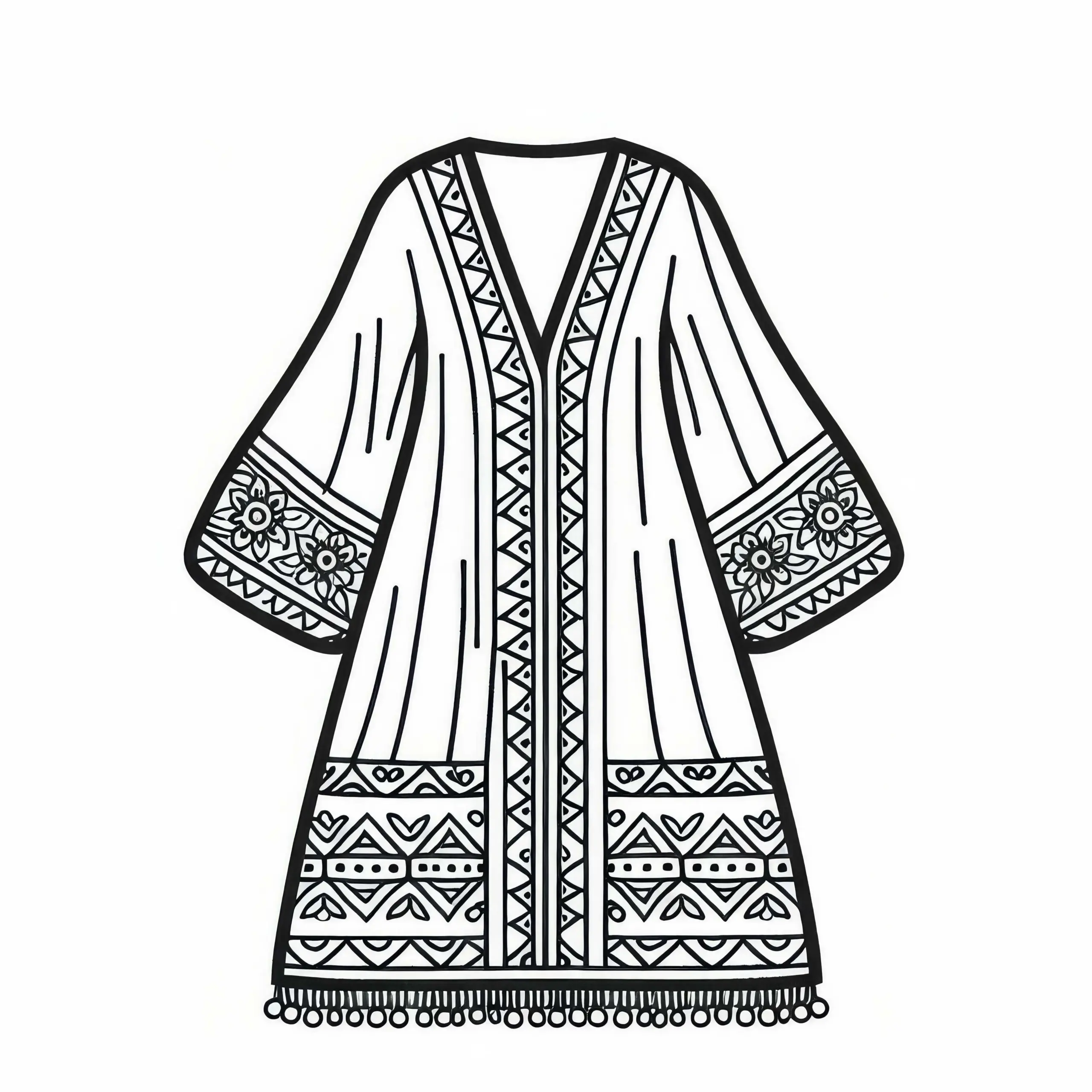 Kaftan Ausmalbild für Kleidung zum Gratis Download