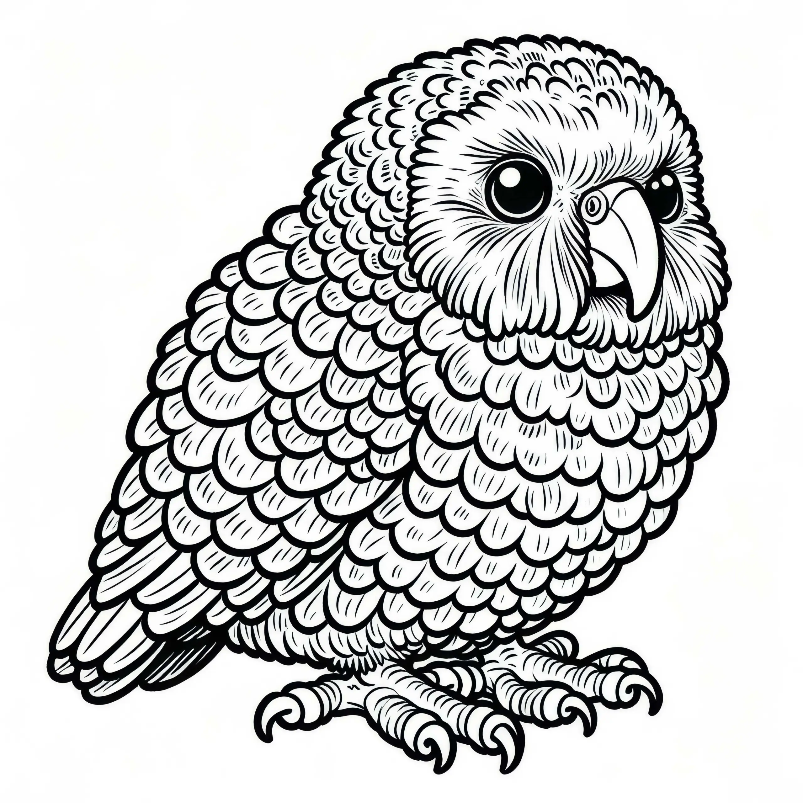 Kakapo Vogel Australien Ozeanien Malvorlage Kostenlos (Ausmalbild)