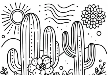 Kaktus Ausmalbild Gratis zum Download