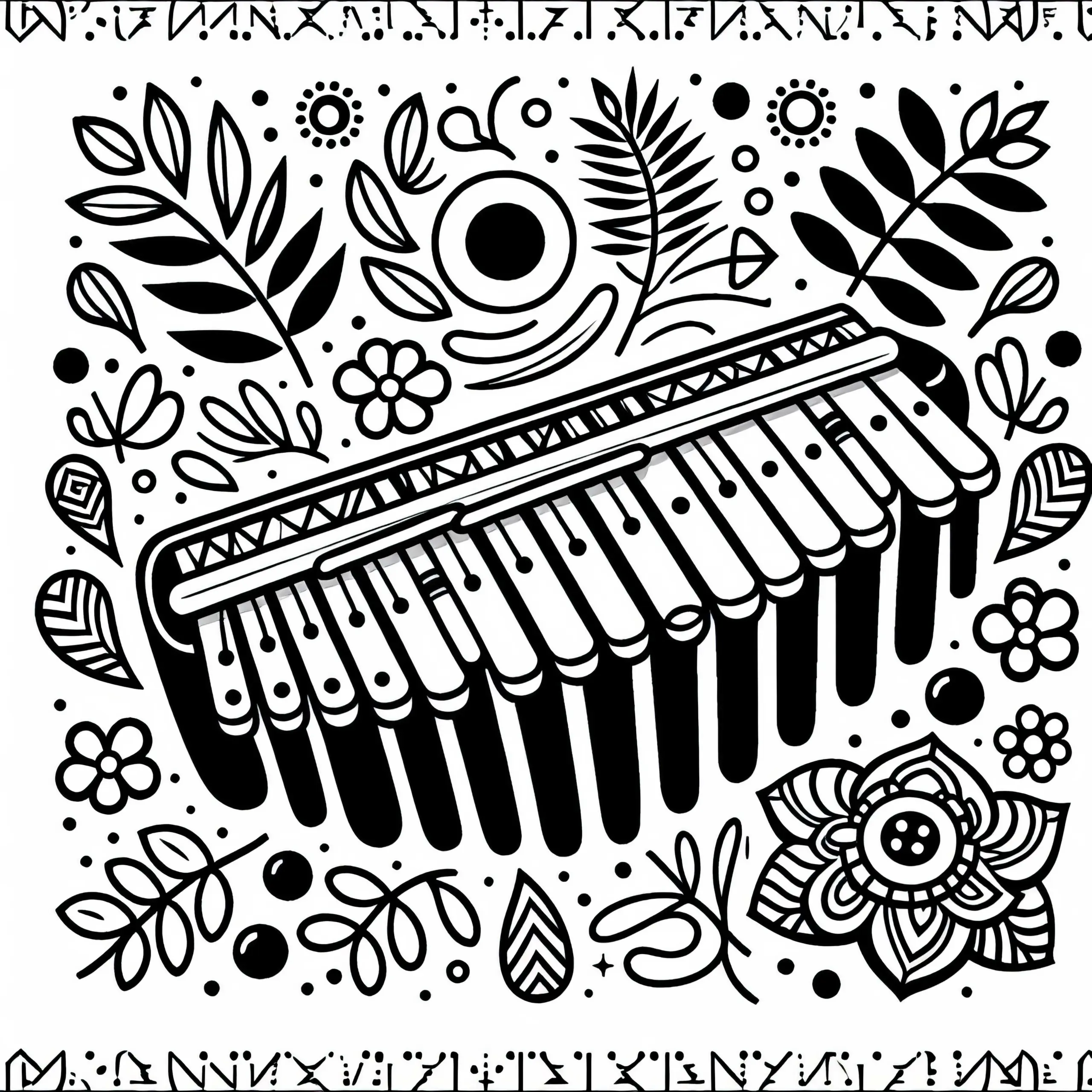 Kalimba Ausmalbild für Schlaginstrumente – Kostenloser Download