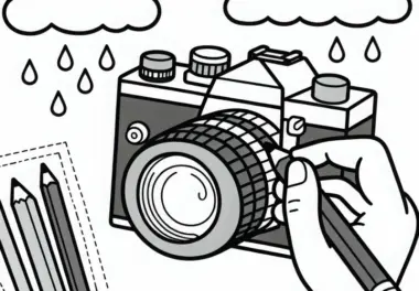 Kamera eines Fotografen als Ausmalbild gratis herunterladen