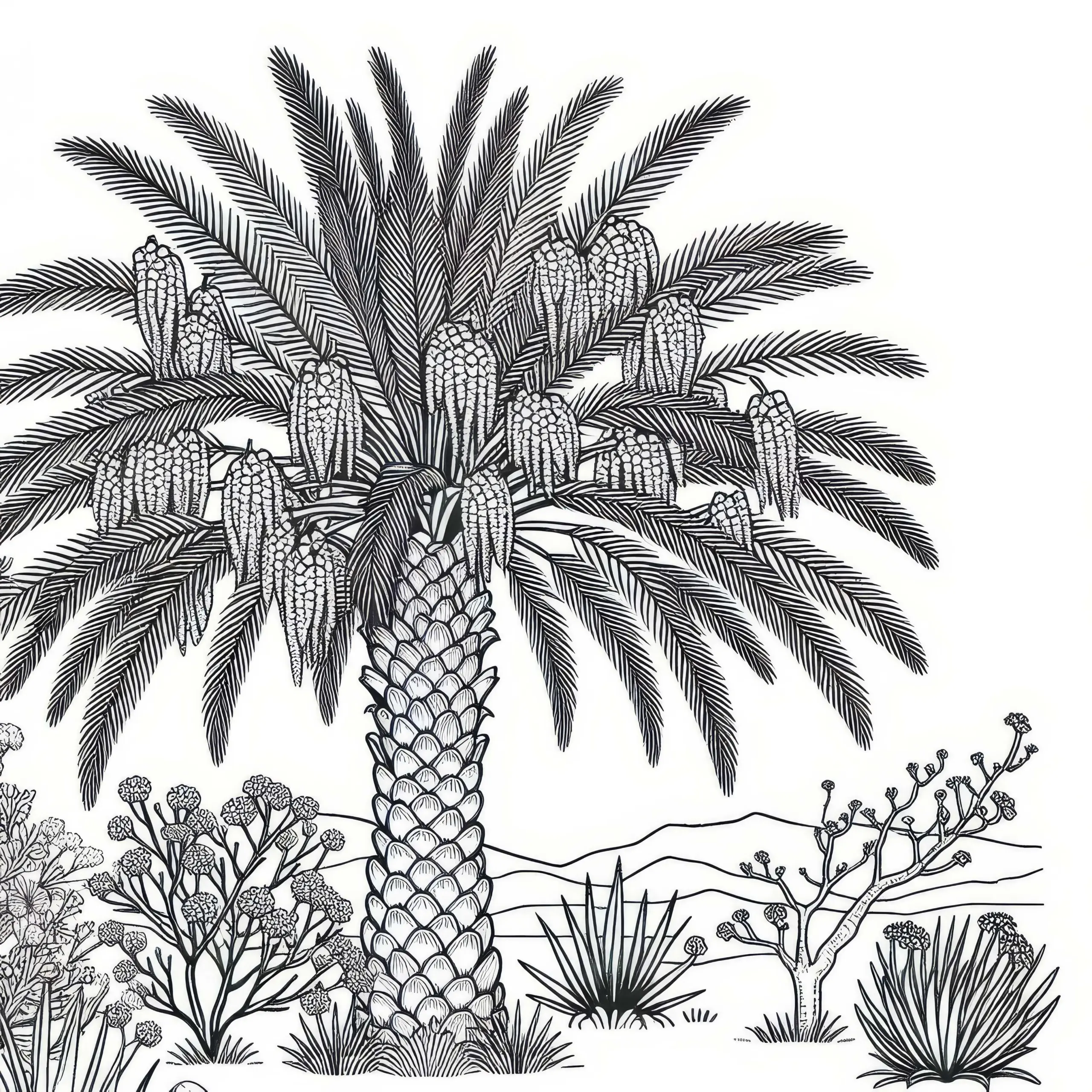 Kanarische Dattelpalme Phoenix Canariensis Ausmalbild Kostenlos
