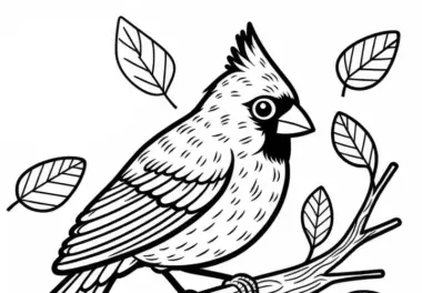 Kappen-Kardinal – Red-Capped-Cardinal Vogel in Südamerika als Ausmalbild gratis