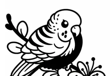 Kappensittich als Ausmalbild – Blossom-headed Parakeet Vogel aus Asien