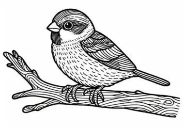 Kapsperling – Cape Sparrow Vogel aus Afrika als Malvorlage kostenlos