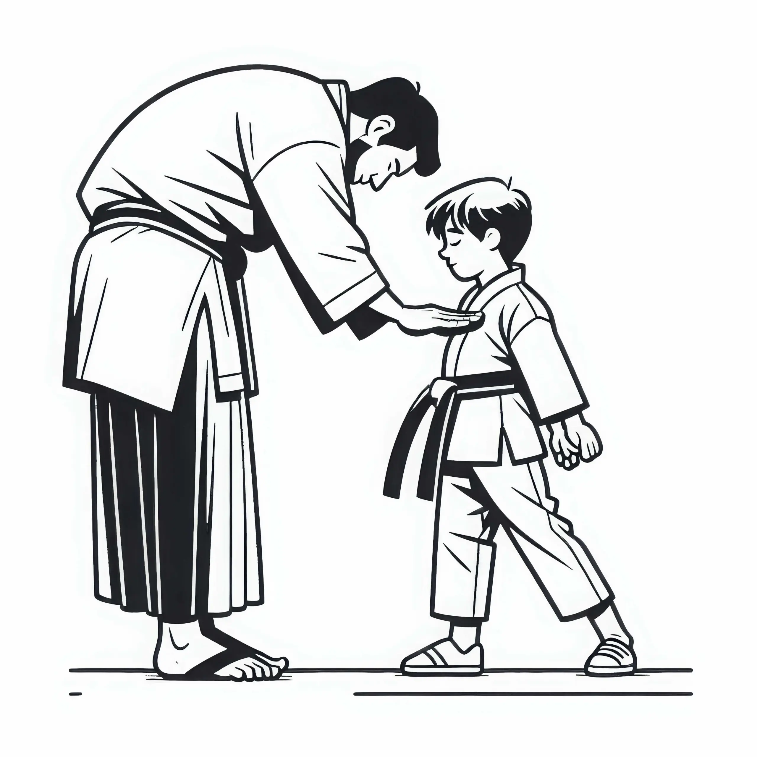 Karate Training im Dojo – Ausmalbild Kostenlos