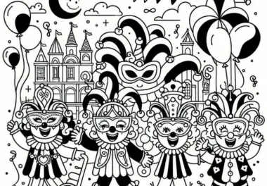 Karnevalsumzug: Fasching Ausmalbild Einfach Gratis