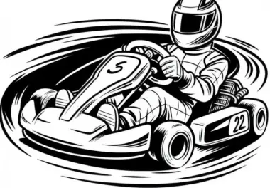 Kartfahrer Ausmalbild – Einfach und Kostenlos