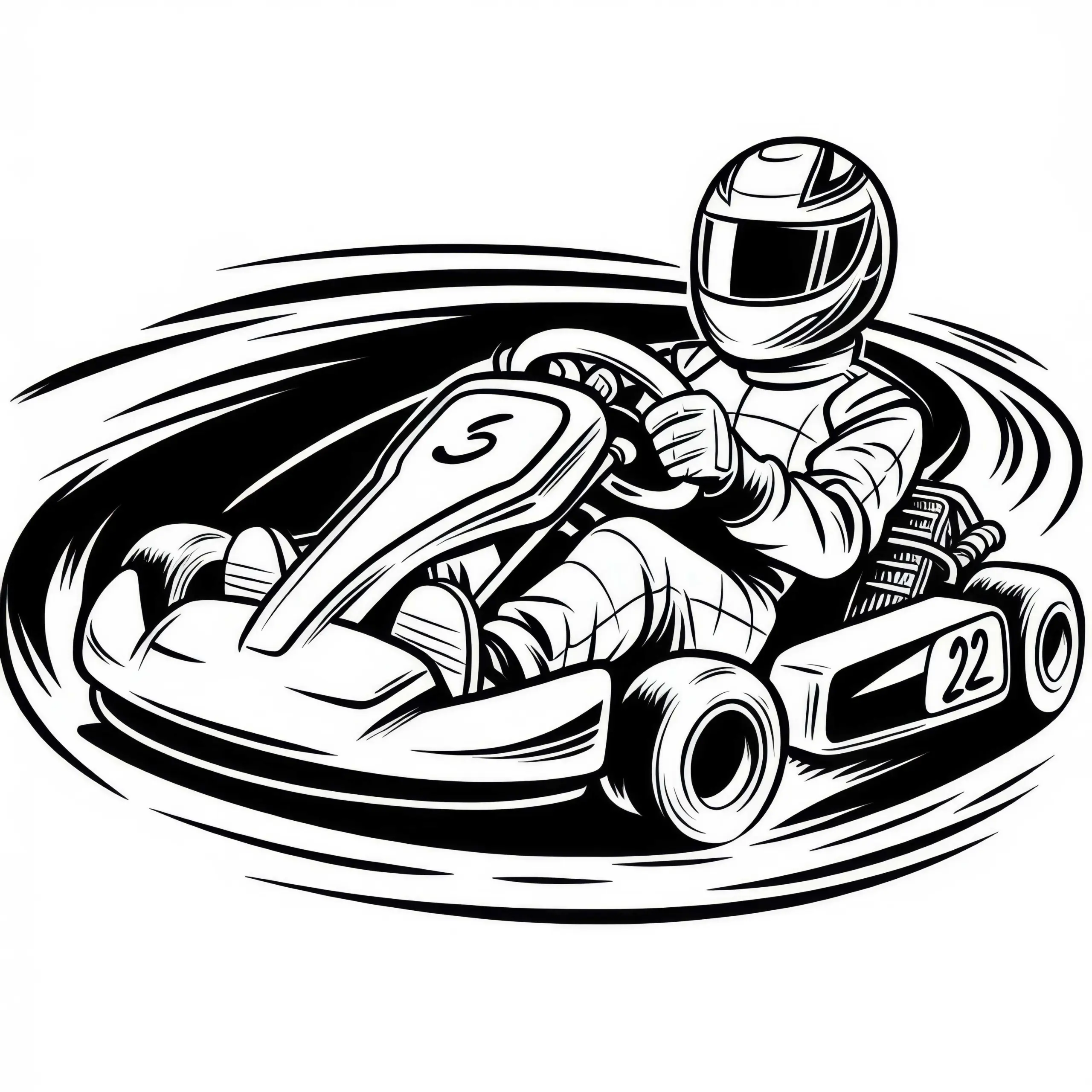Kartfahrer Ausmalbild – Einfach und Kostenlos