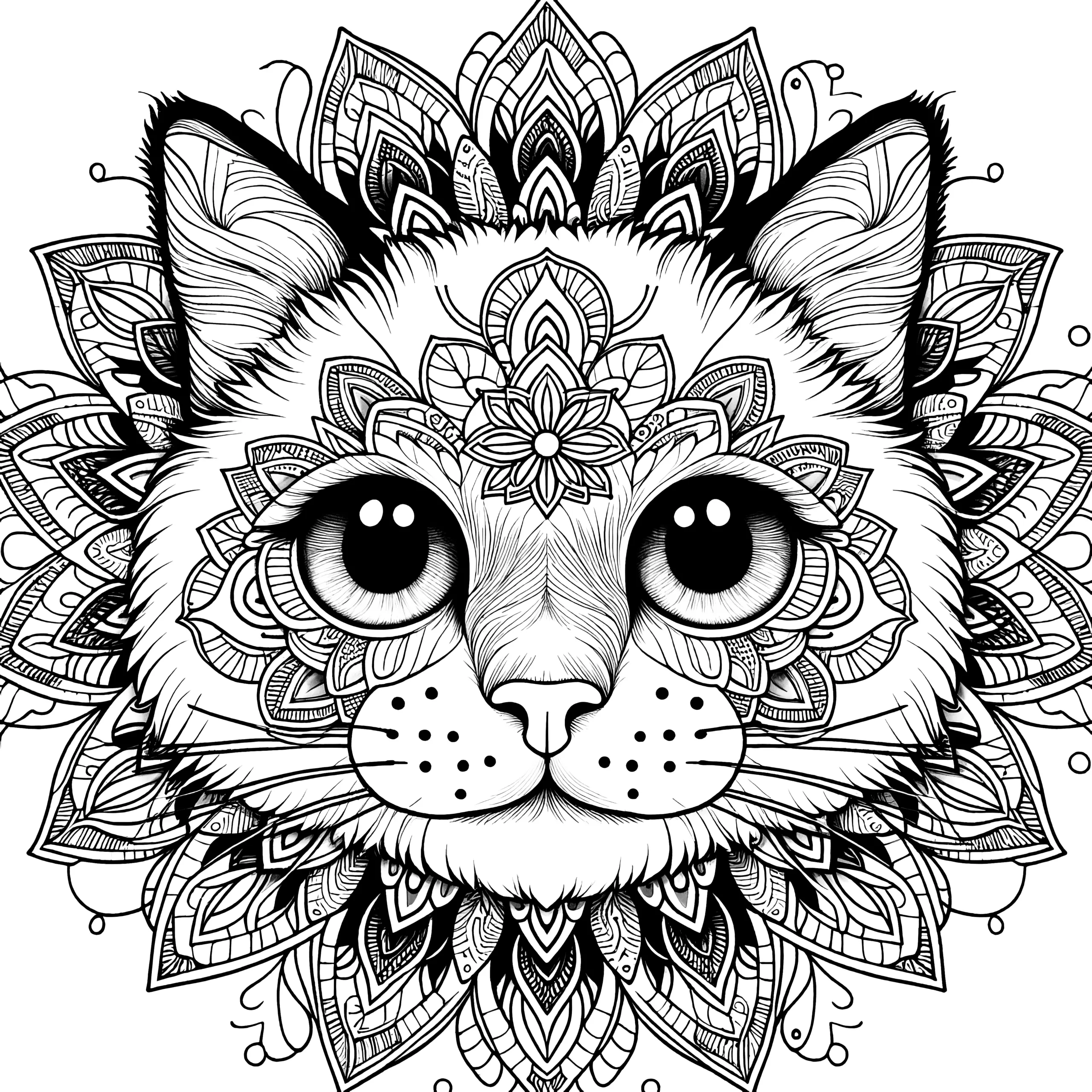 Katze Mandala: Gratis Ausmalbild zum Ausdrucken