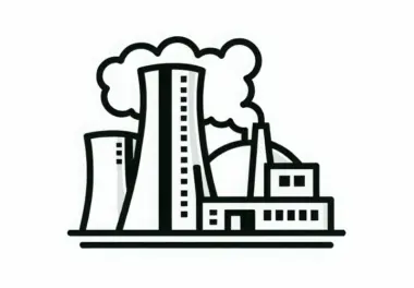 Ausmalbild eines Kernkraftwerks und Atomkraftwerks – Kostenloses Download-Angebot