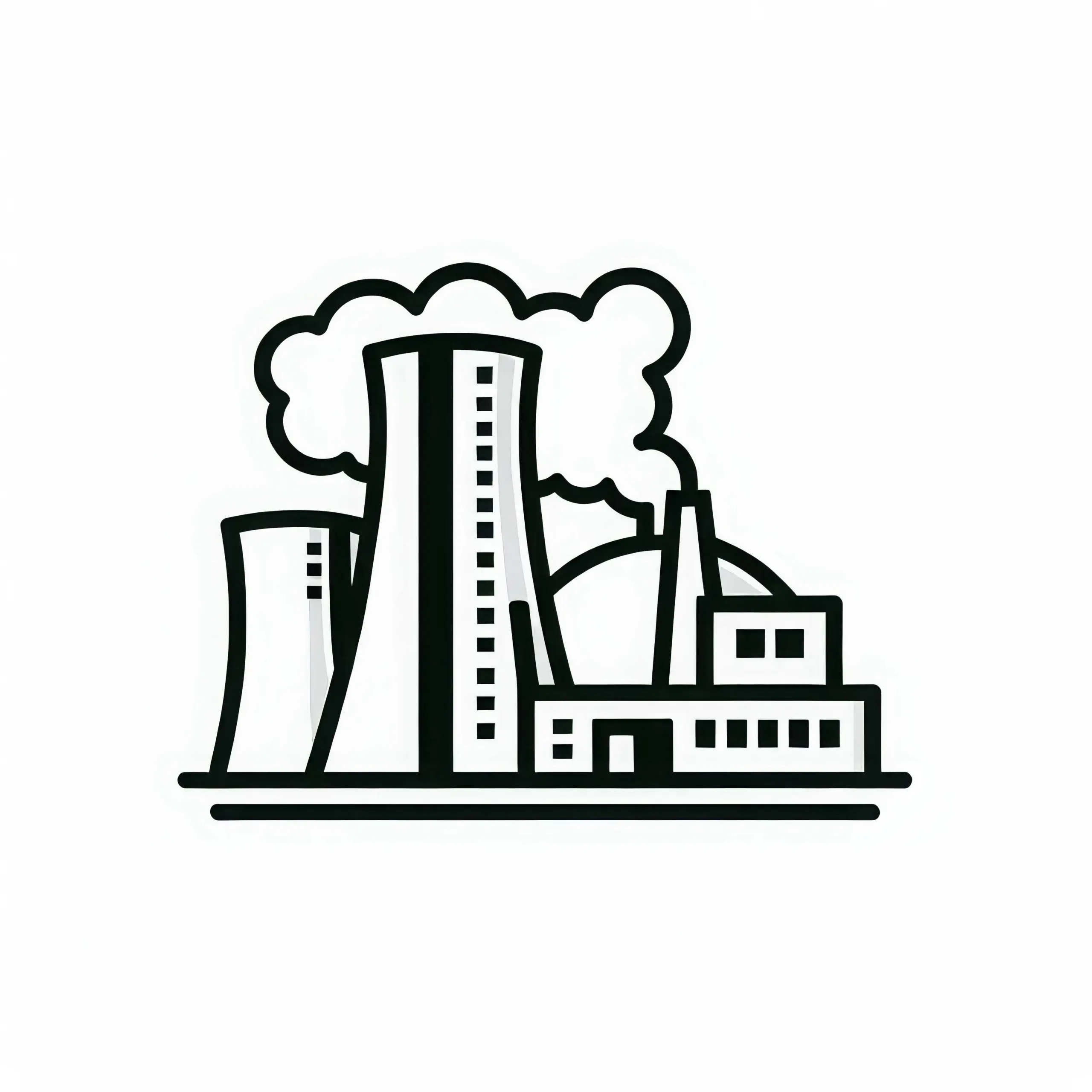 Ausmalbild eines Kernkraftwerks und Atomkraftwerks – Kostenloses Download-Angebot