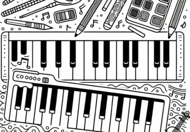 Keyboard Malvorlage für Tasteninstrumente Kostenlos