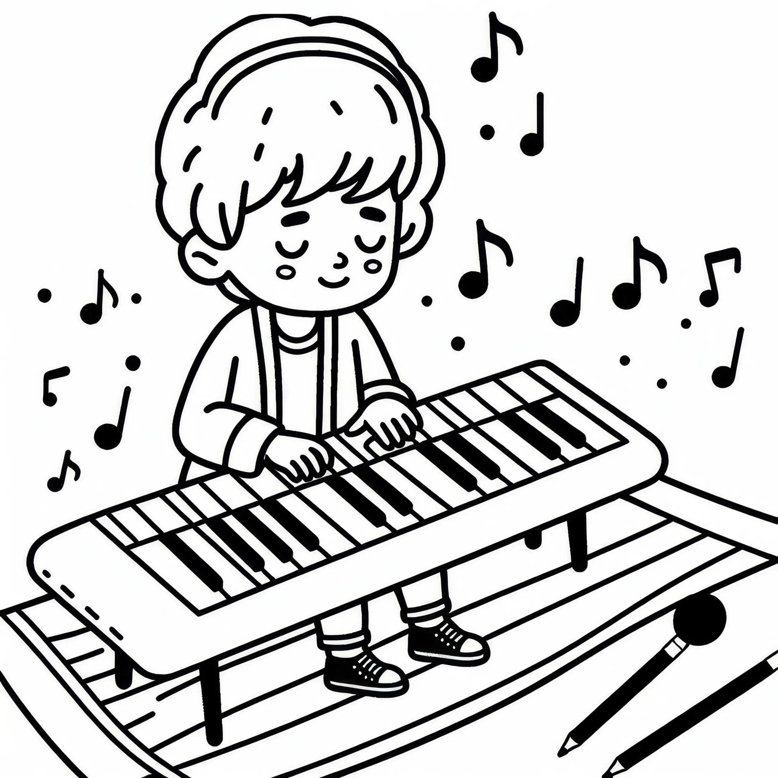 Keyboard Spielen Malvorlage Kostenlos (Ausmalbild)