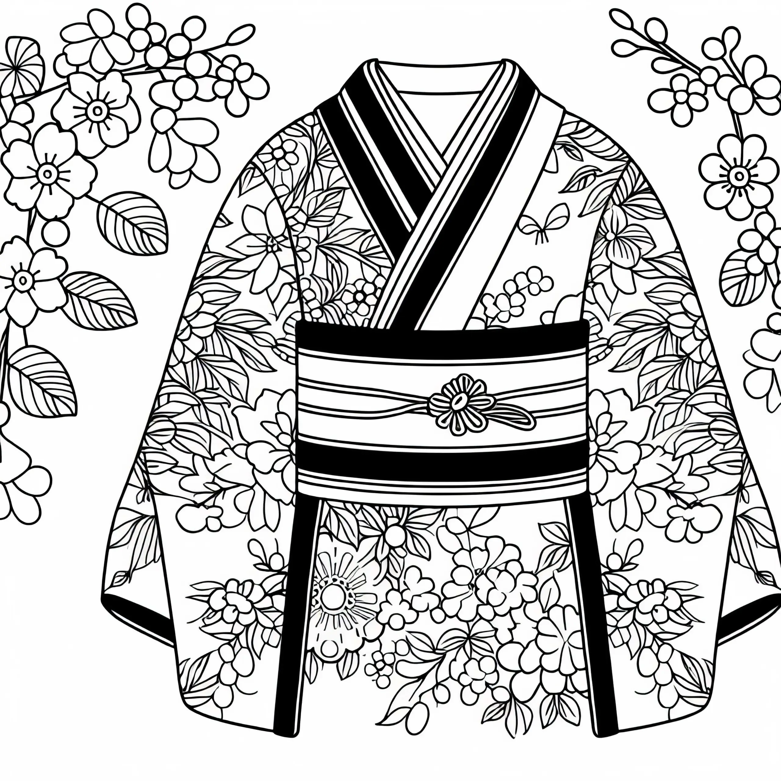 Kostenlose Kimono-Malvorlage für Kleidung (Ausmalbild)
