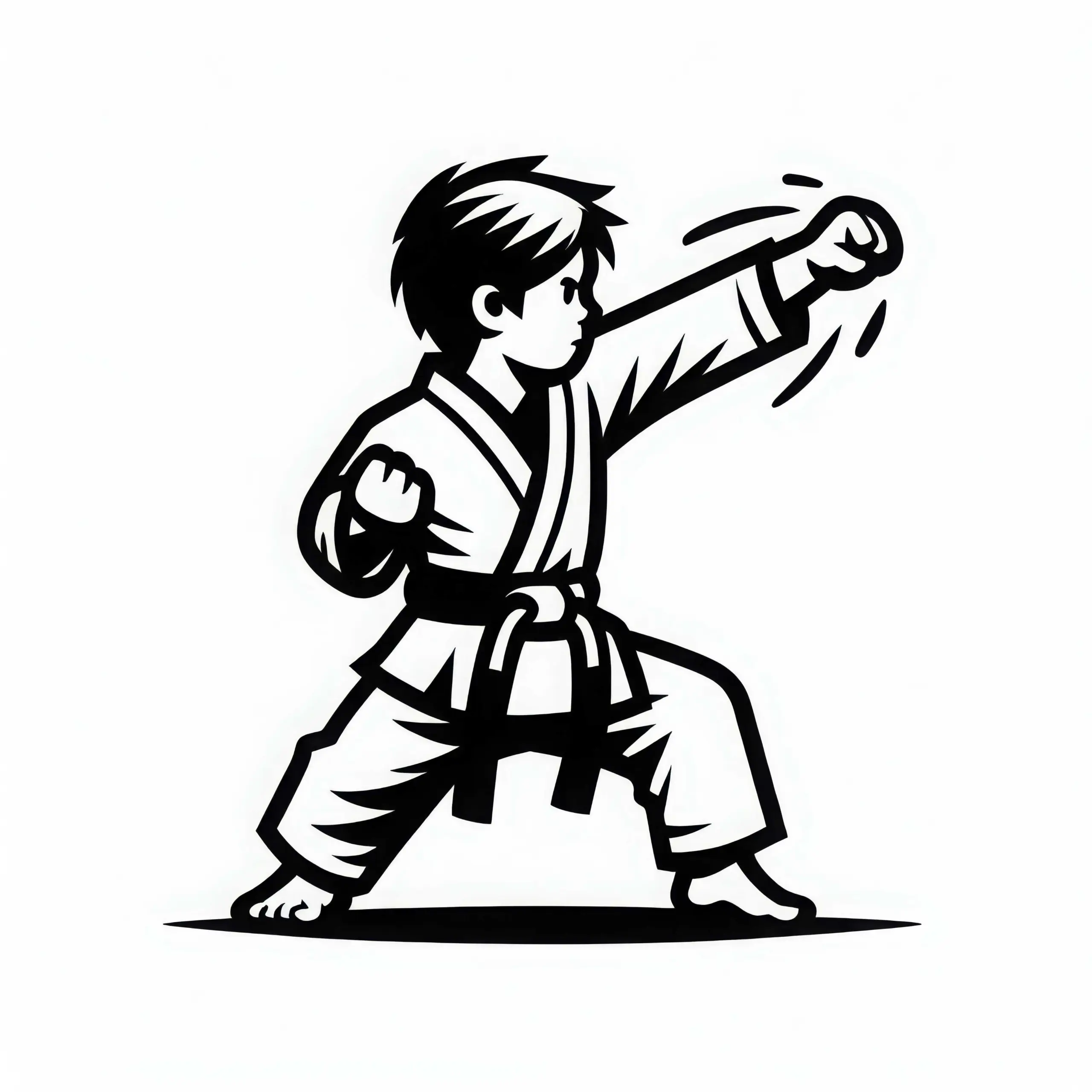 Kind beim Karatetraining – Ausmalbild einfach gratis