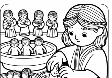 Kind formt kleine Figuren aus Ton – Ausmalbild Hethiter kostenlos