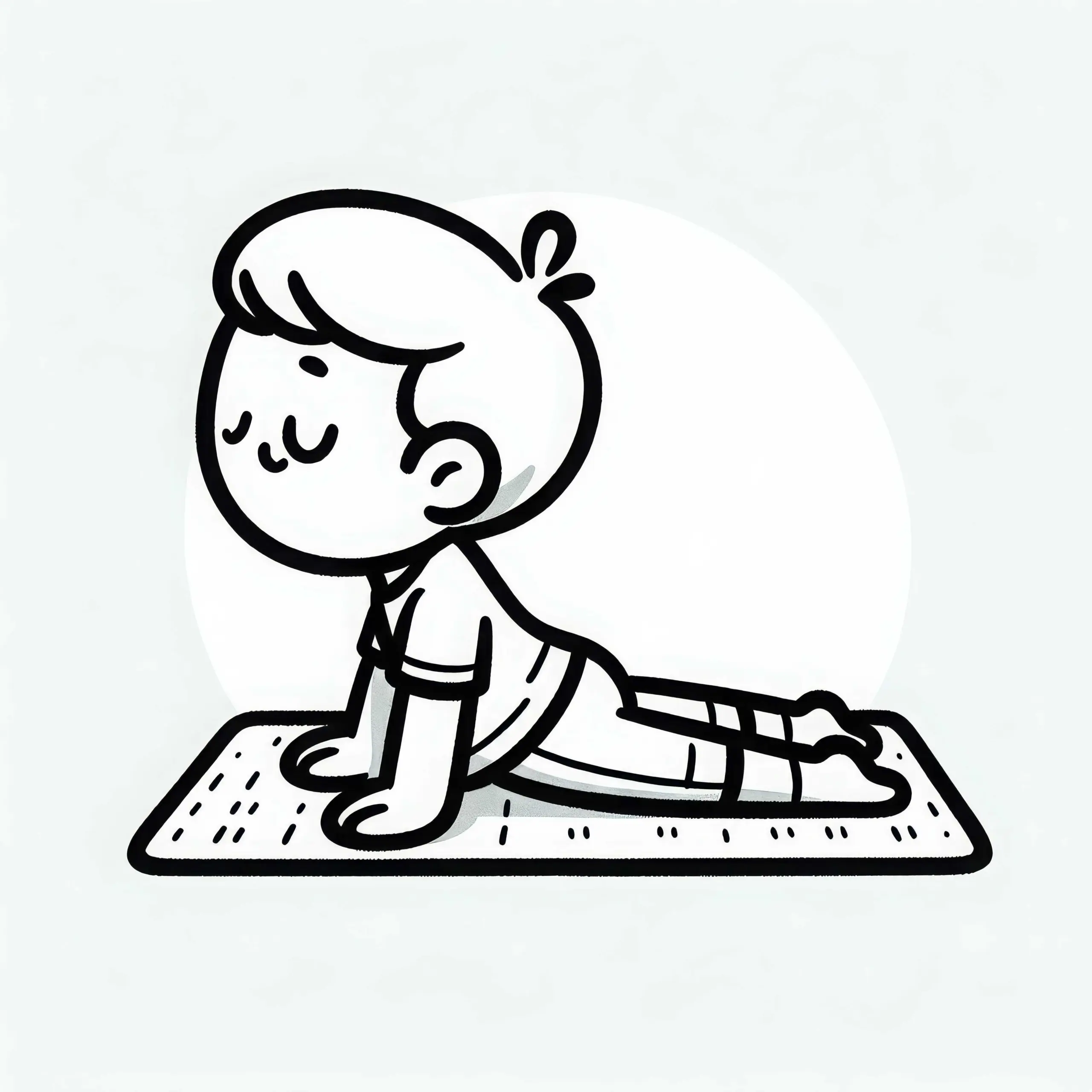 Kind macht die Kobra-Pose auf Yogamatte – Ausmalbild kostenlos