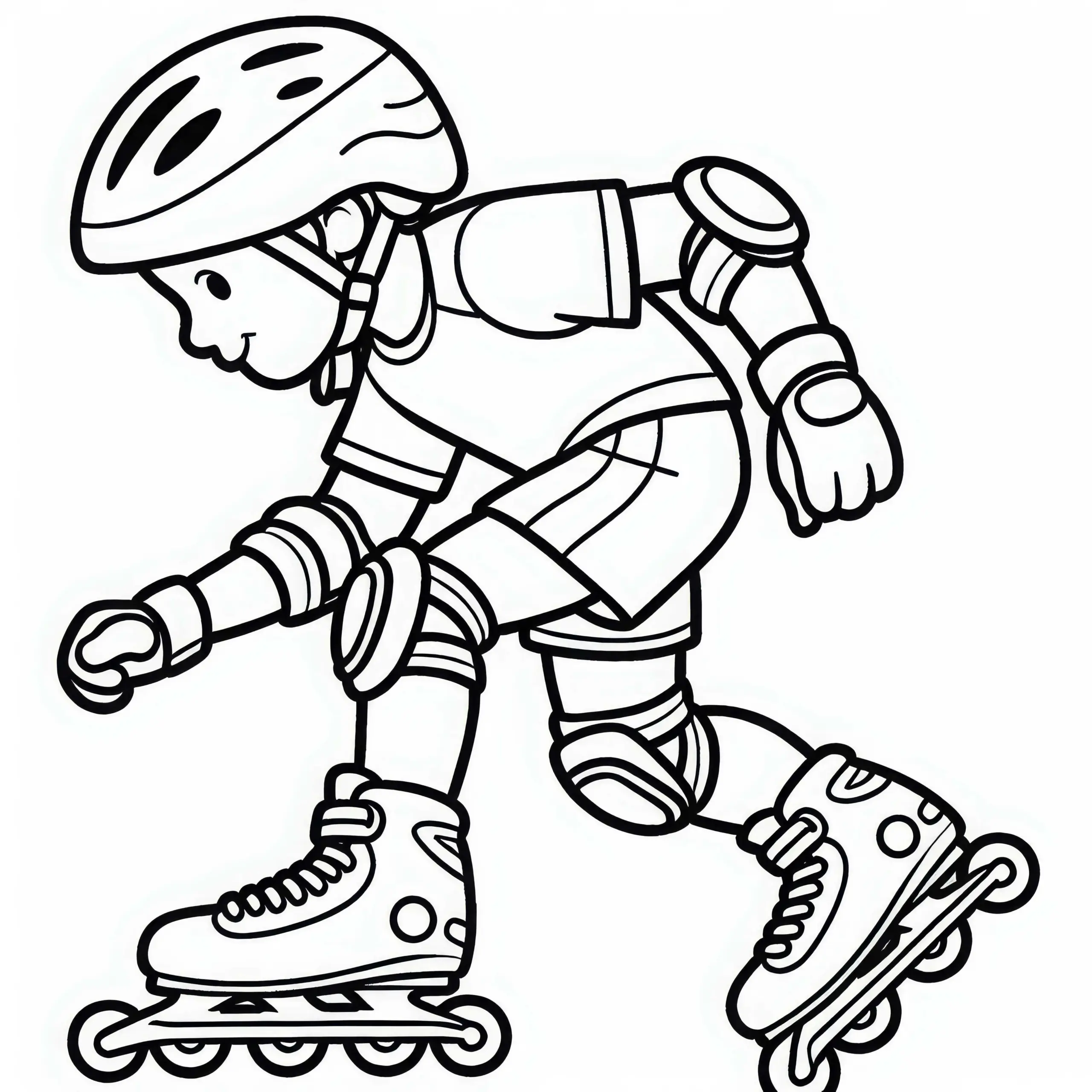 Kind macht erste Schritte auf Inline-Skates – Malvorlage kostenlos (Ausmalbild)